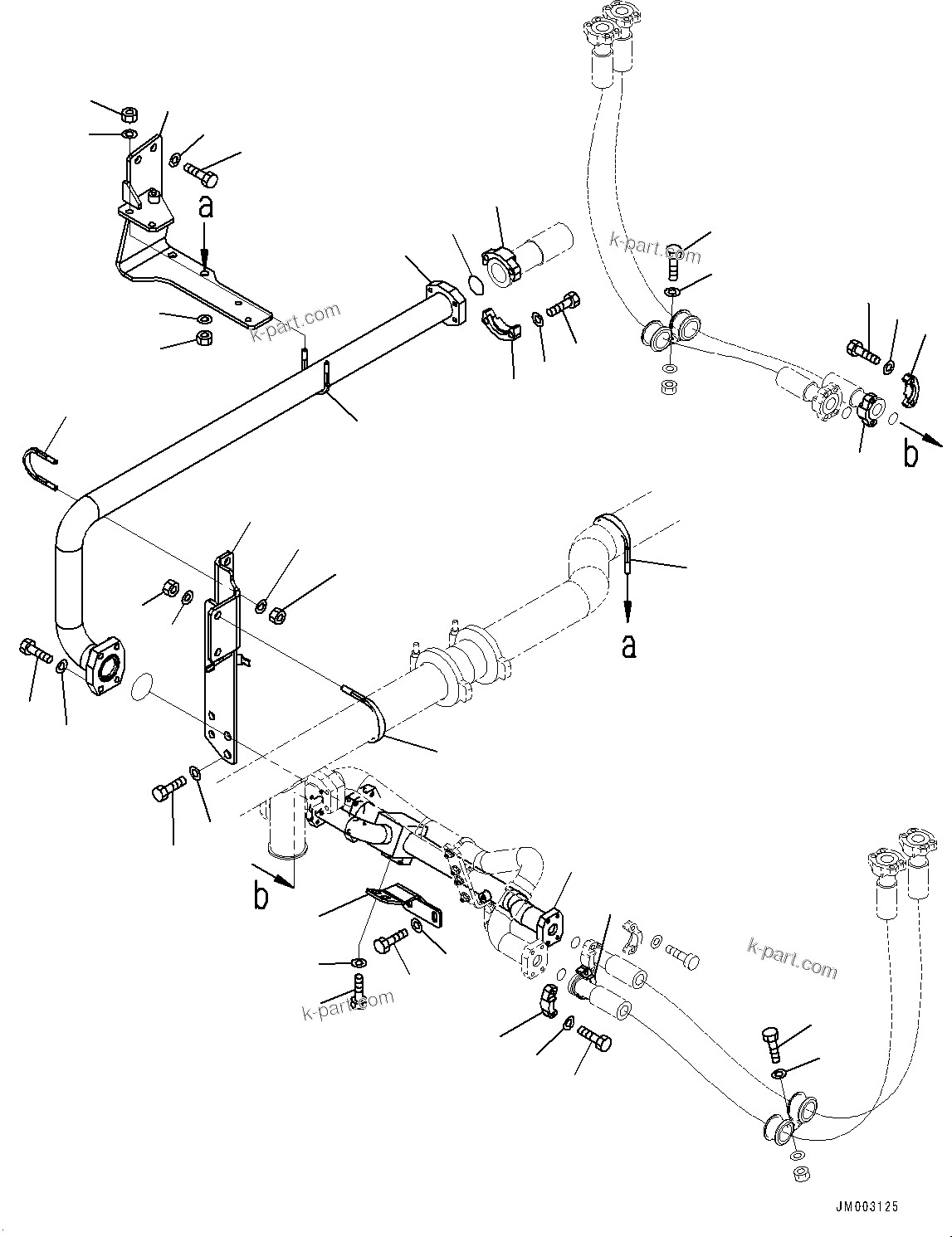 Komatsu parts book diagram for HD785-7 S/N 37001-UP: BRAKE OIL COOLING HYDRAULIC PIPING, TRANSMISSION TO FRONT BRAKE (1/2)(#30001-)
