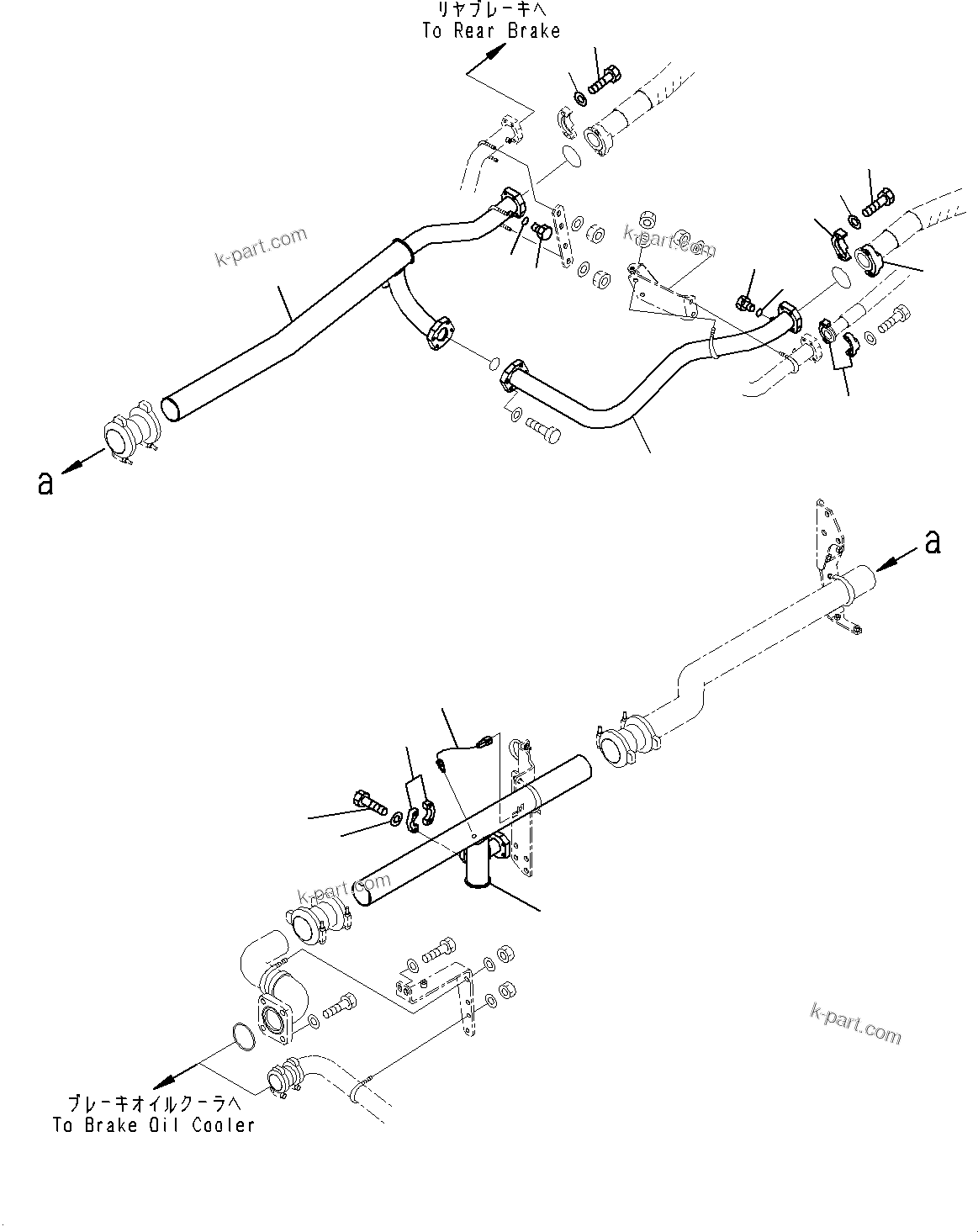 Komatsu parts book diagram for HD785-7 S/N 37001-UP: BRAKE OIL COOLING HYDRAULIC PIPING, BRAKE OIL COOLER TO REAR BRAKE (1/2)(#30001-)