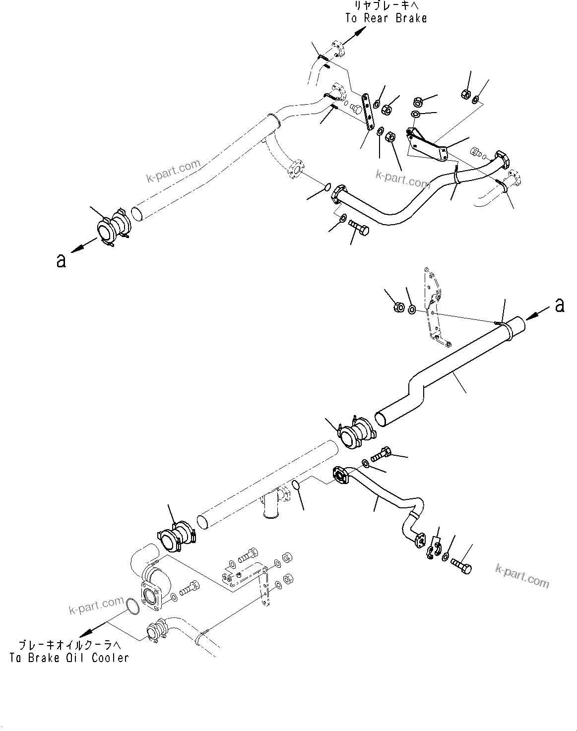 Komatsu parts book diagram for HD785-7 S/N 37001-UP: BRAKE OIL COOLING HYDRAULIC PIPING, BRAKE OIL COOLER TO REAR BRAKE (2/2)(#30001-)