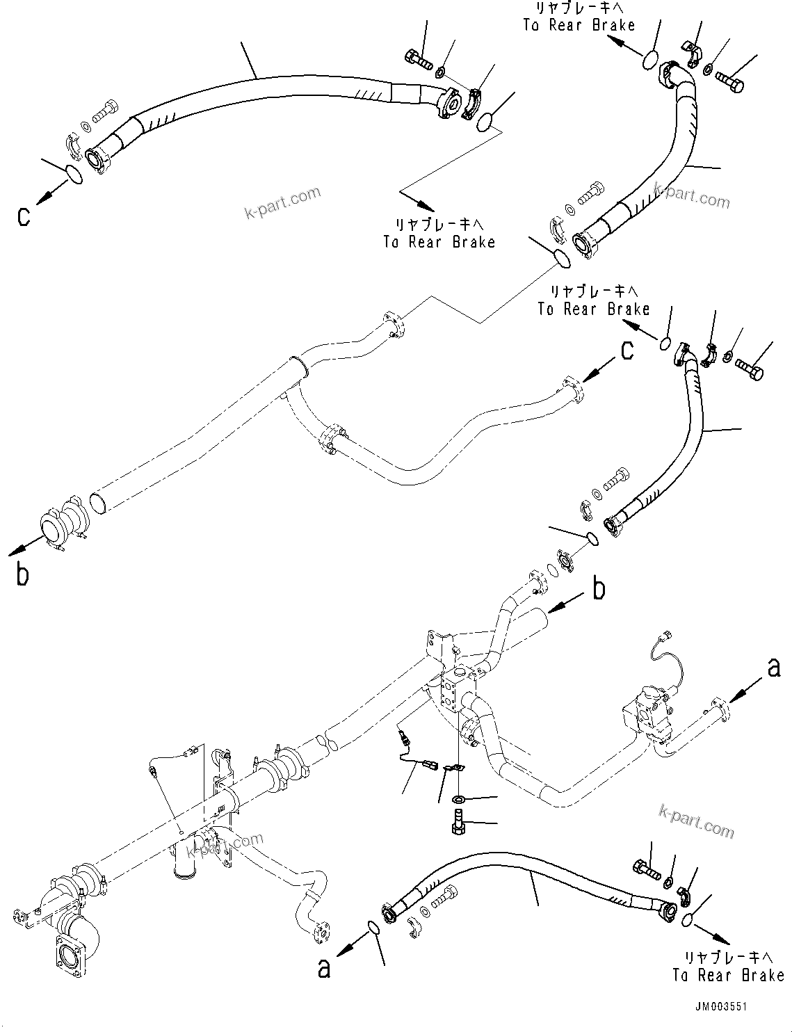 Komatsu parts book diagram for HD785-7 S/N 37001-UP: BRAKE OIL COOLING HYDRAULIC PIPING, SENSOR(#30001-)