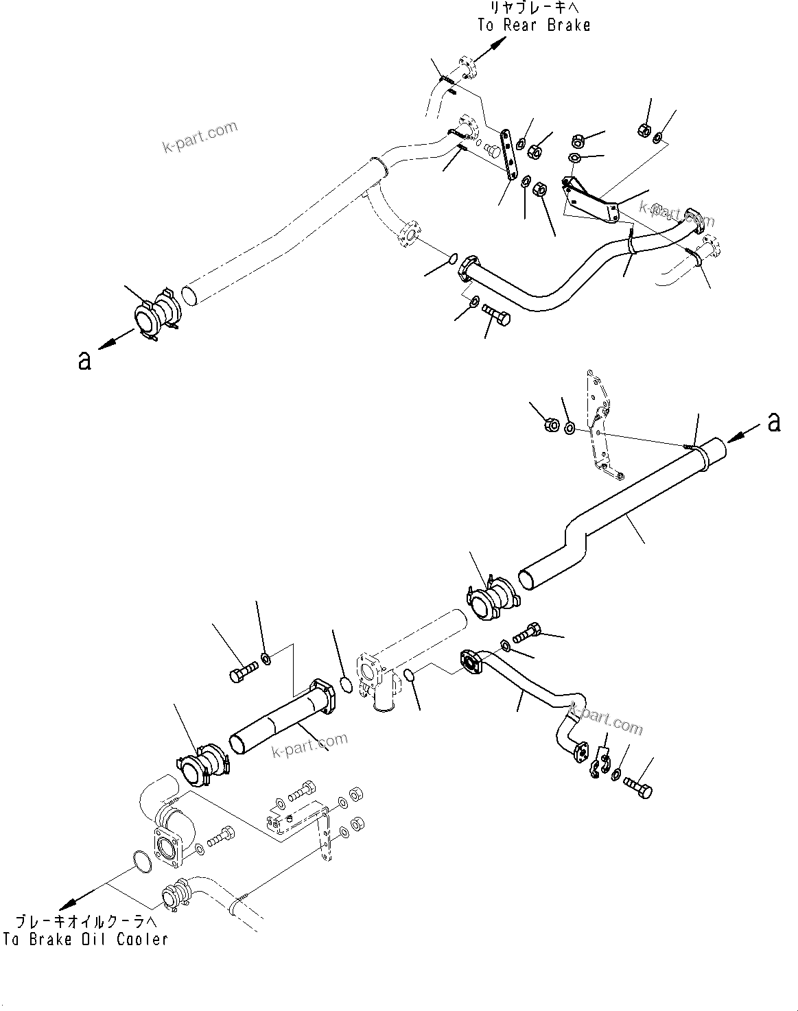 Komatsu parts book diagram for HD785-7 S/N 37001-UP: BRAKE OIL COOLING HYDRAULIC PIPING, BRAKE OIL COOLER TO REAR BRAKE (2/2) (WITH OIL QUICK CHARGE)(#30001-)