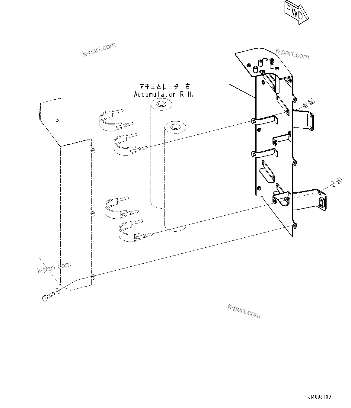 Komatsu parts book diagram for HD785-7 S/N 37001-UP: ACCUMULATOR, ACCUMULATOR COVER (1/2)(#31800-)