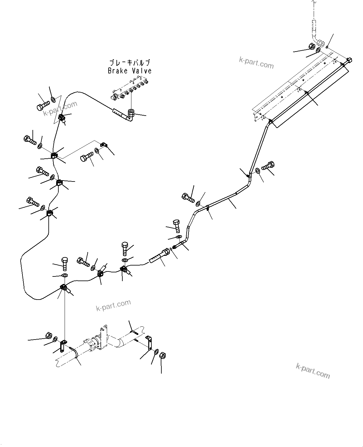 Komatsu parts book diagram for HD785-7 S/N 37001-UP: BRAKE PIPING, FRAME L.H.(#30001-)
