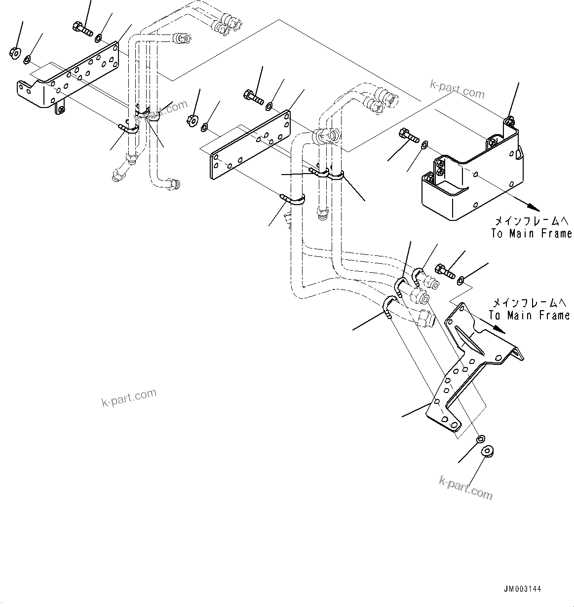 Komatsu parts book diagram for HD785-7 S/N 37001-UP: BRAKE PIPING, FRAME R.H. (2/3)(#30001-)