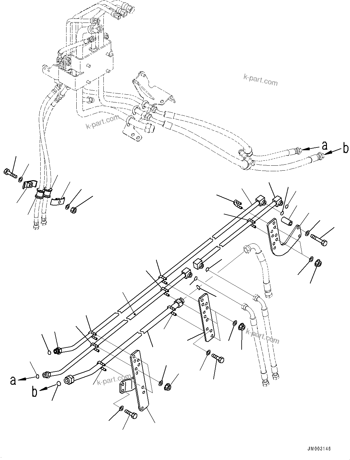 Komatsu parts book diagram for HD785-7 S/N 37001-UP: BRAKE PIPING, FRAME R.H. (3/3)(#30001-31052)