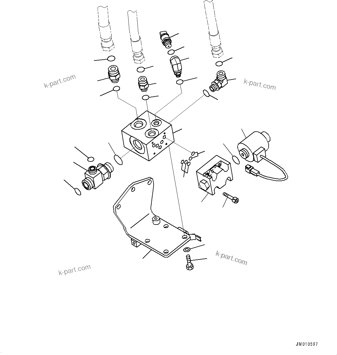 Komatsu parts book diagram for HD785-7 S/N 37001-UP: BRAKE PIPING, PARKING BRAKE VALVE(#31734-32095)