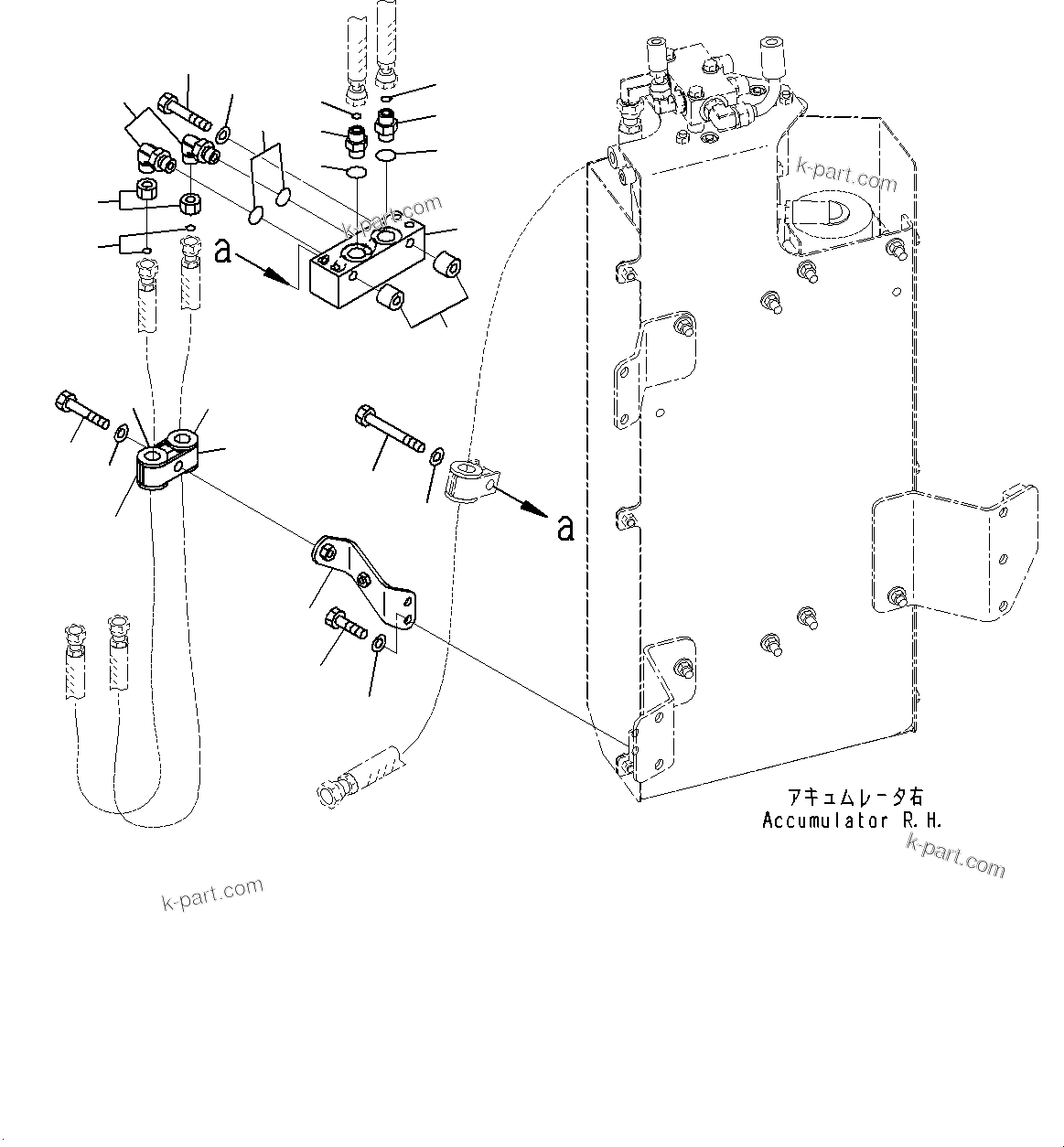Komatsu parts book diagram for HD785-7 S/N 37001-UP: BRAKE PIPING, FRONT BRAKE PIPING R.H.(#30001-)