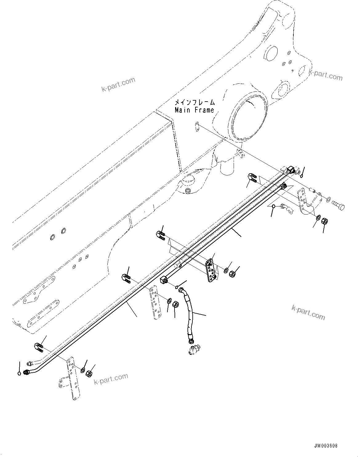 Komatsu parts book diagram for HD785-7 S/N 37001-UP: BRAKE PIPING, PIPING (WITH AUTO-GREASING SYSTEM)(#30001-)