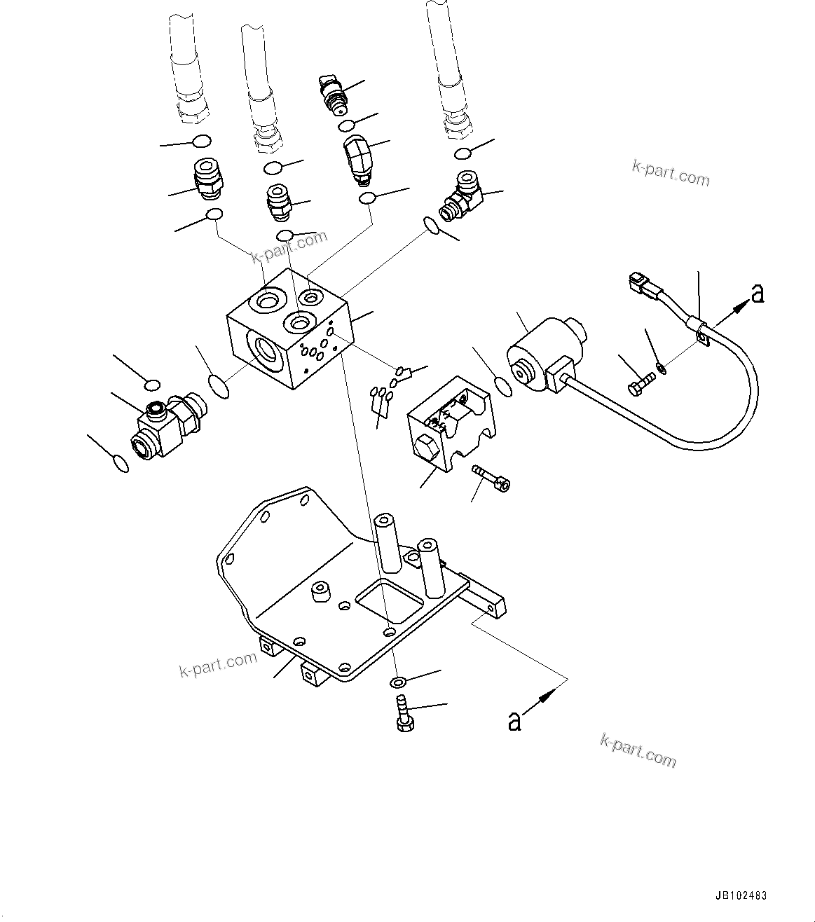 Komatsu parts book diagram for HD785-7 S/N 37001-UP: BRAKE PIPING, PARKING BRAKE VALVE(#32096-32743)
