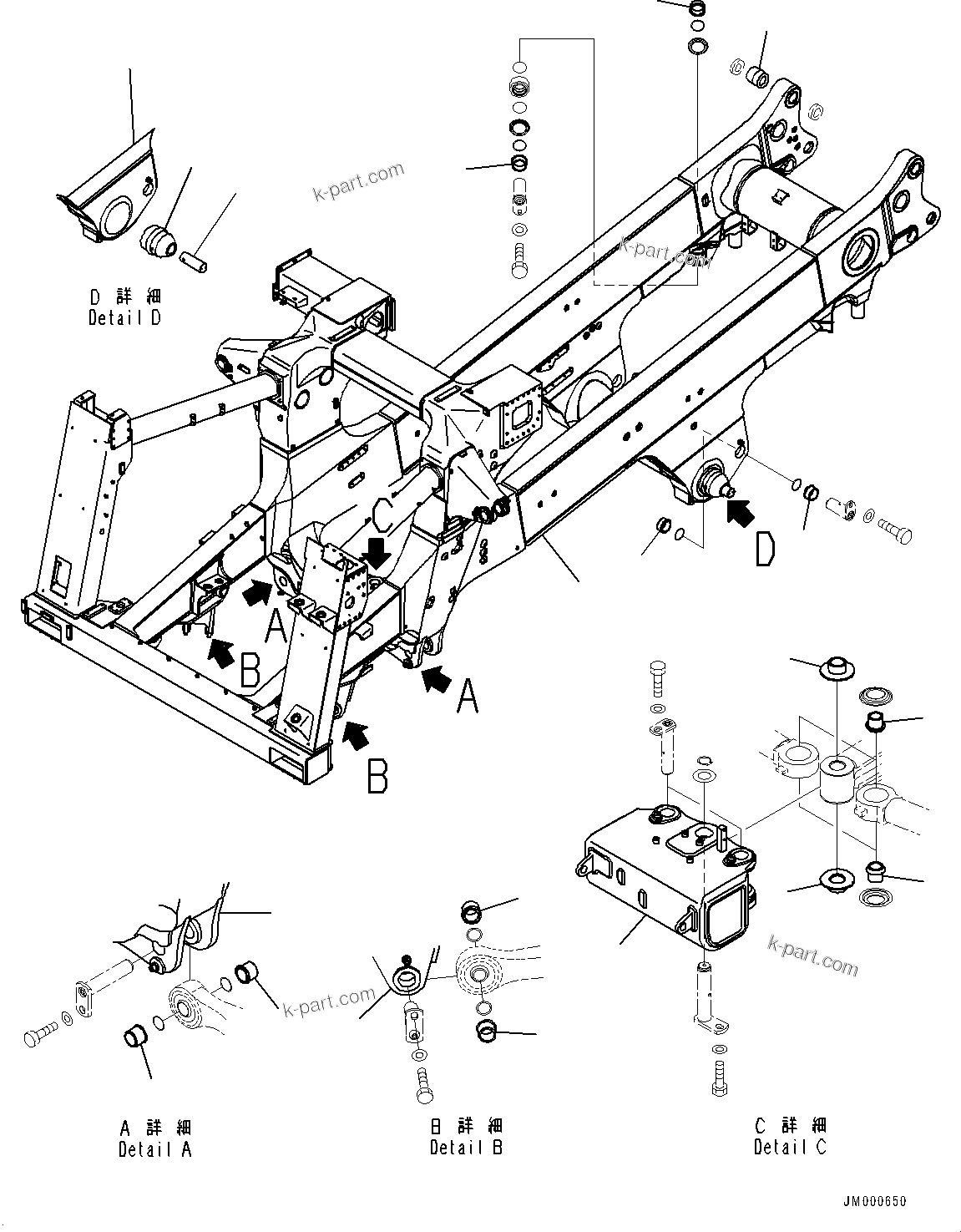 Komatsu parts book diagram for HD785-7 S/N 37001-UP: MAIN FRAME, FRAME (WITH MUFFLER, EXTRA BAD FUEL AND POOR FUEL SPECIFICATION, WATER+DUST, ADDITIONAL FILTER, POWER LADDER, ANTI-S