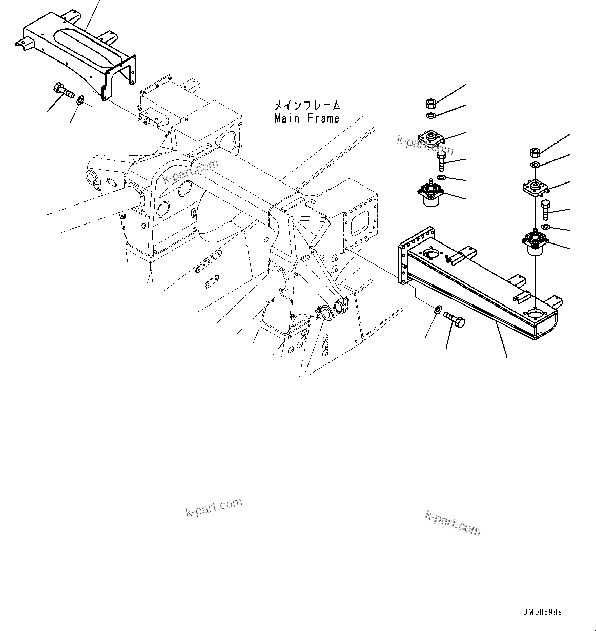 Komatsu parts book diagram for HD785-7 S/N 37001-UP: REAR SUPPORT, REAR SUPPORT (WITH ANTI-SKID BRAKE SYSTEM (ABS))(#30716-)
