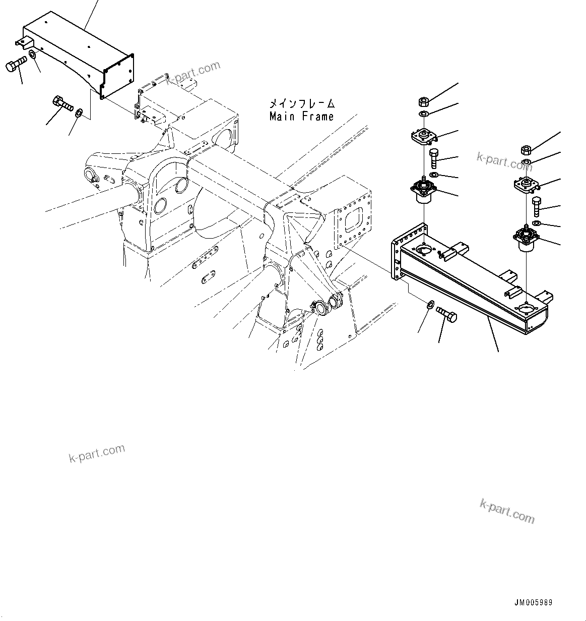 Komatsu parts book diagram for HD785-7 S/N 37001-UP: REAR SUPPORT, REAR SUPPORT (WITH EXHAUST BOX, MUFFLER, ANTI-SKID BRAKE SYSTEM (ABS))(#30716-)