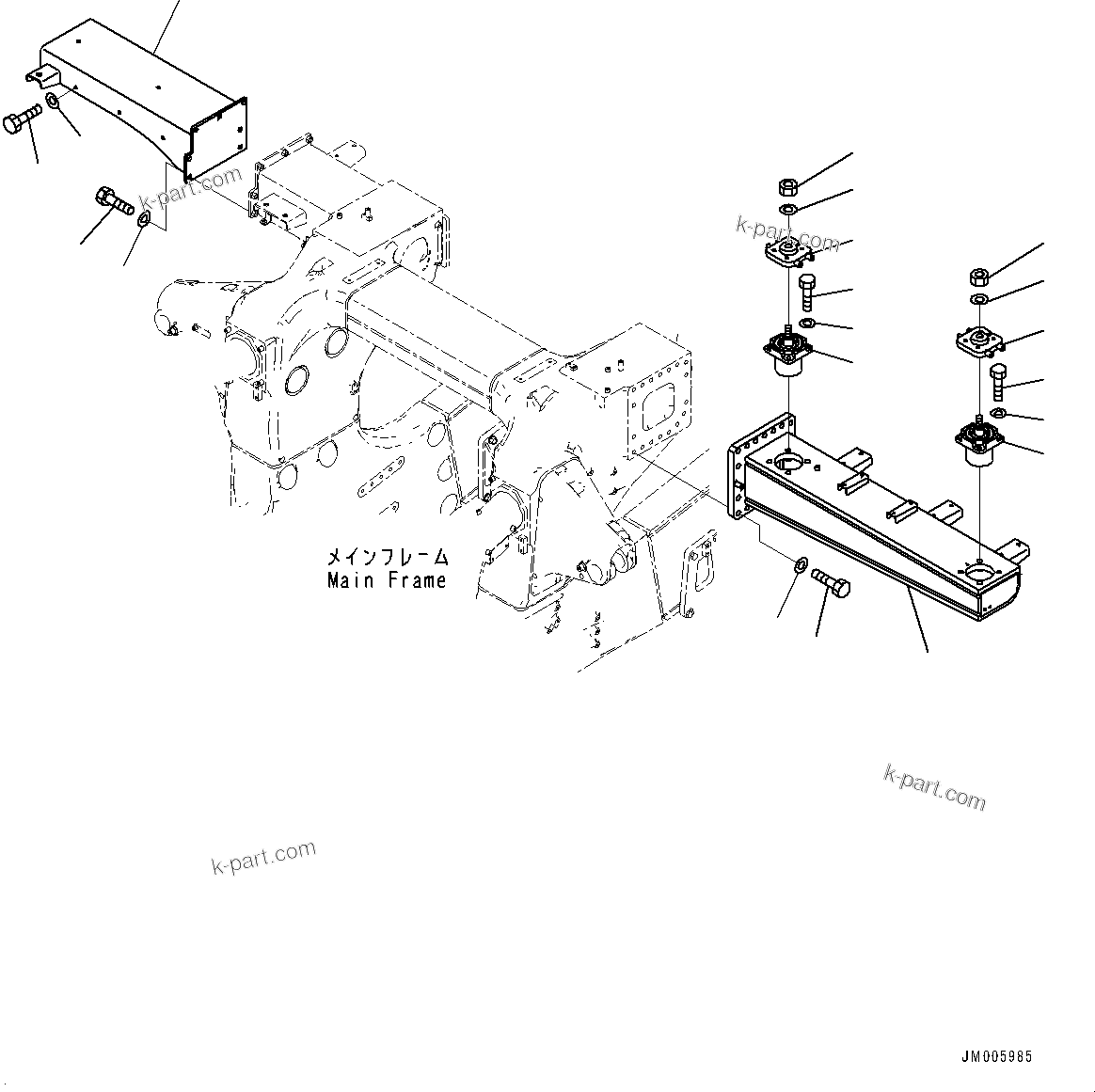 Komatsu parts book diagram for HD785-7 S/N 37001-UP: REAR SUPPORT, REAR SUPPORT (WITH EXHAUST BOX, MUFFLER)(#30716-)