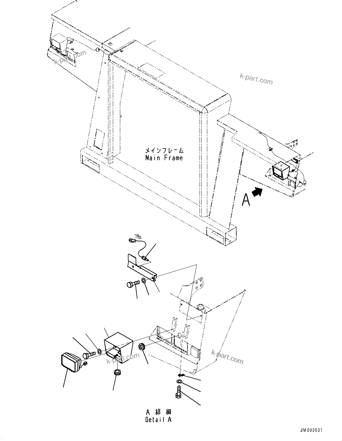 Komatsu parts book diagram for HD785-7 S/N 37001-UP: FRONT SUPPORT, VHMS SENSOR AND FOG LAMP(#30001-)