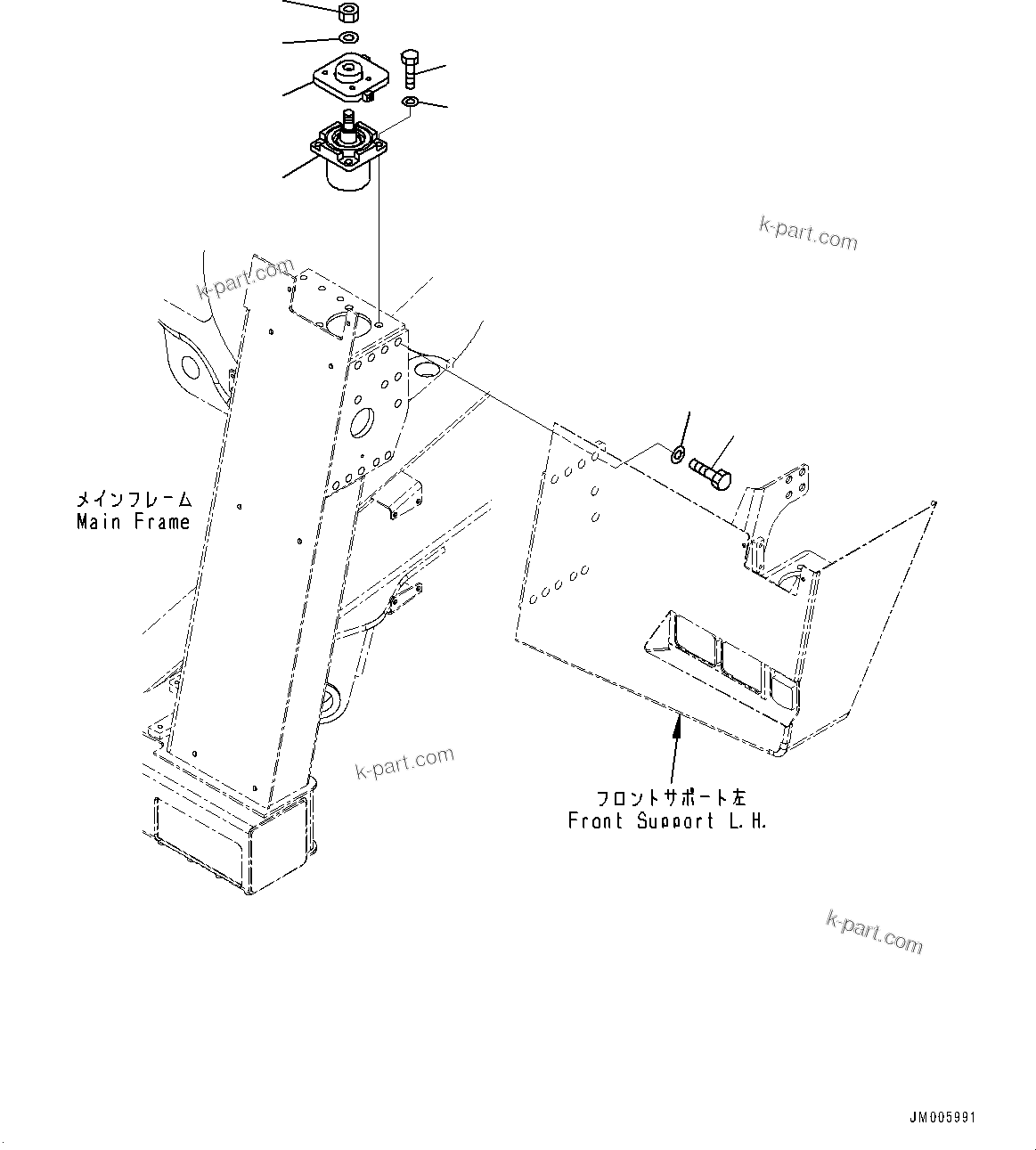 Komatsu parts book diagram for HD785-7 S/N 37001-UP: FRONT SUPPORT, CAB MOUNTING(#30001-)