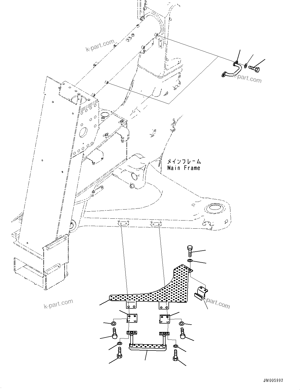 Komatsu parts book diagram for HD785-7 S/N 37001-UP: FRONT SUPPORT, STEP (1/2)(#30001-)