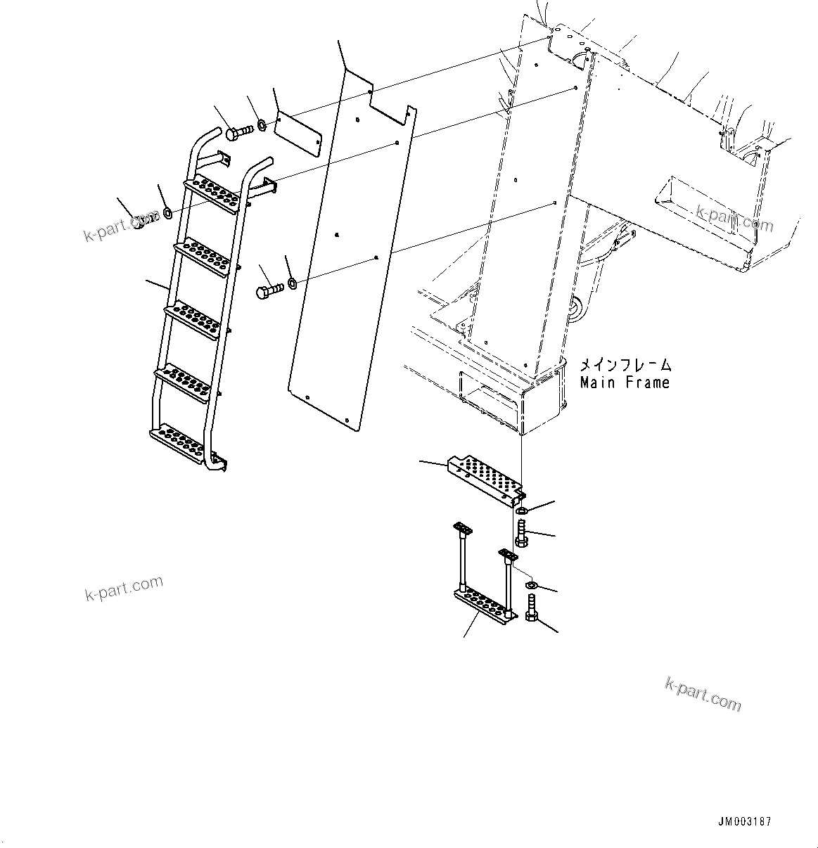 Komatsu parts book diagram for HD785-7 S/N 37001-UP: FRONT SUPPORT, BRACKET (1/2)(#30001-)