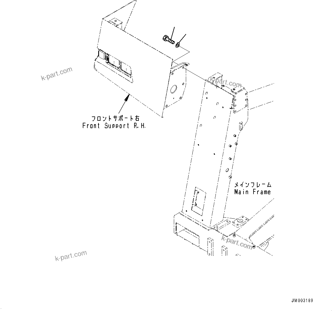 Komatsu parts book diagram for HD785-7 S/N 37001-UP: FRONT SUPPORT, BOLT(#30001-)