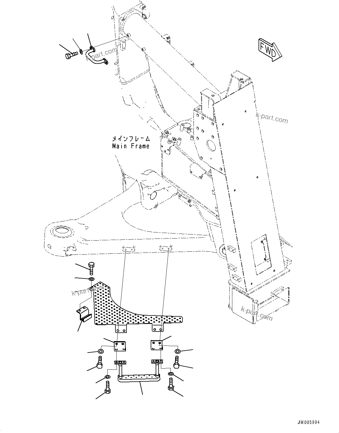 Komatsu parts book diagram for HD785-7 S/N 37001-UP: FRONT SUPPORT, STEP (2/2)(#30001-)