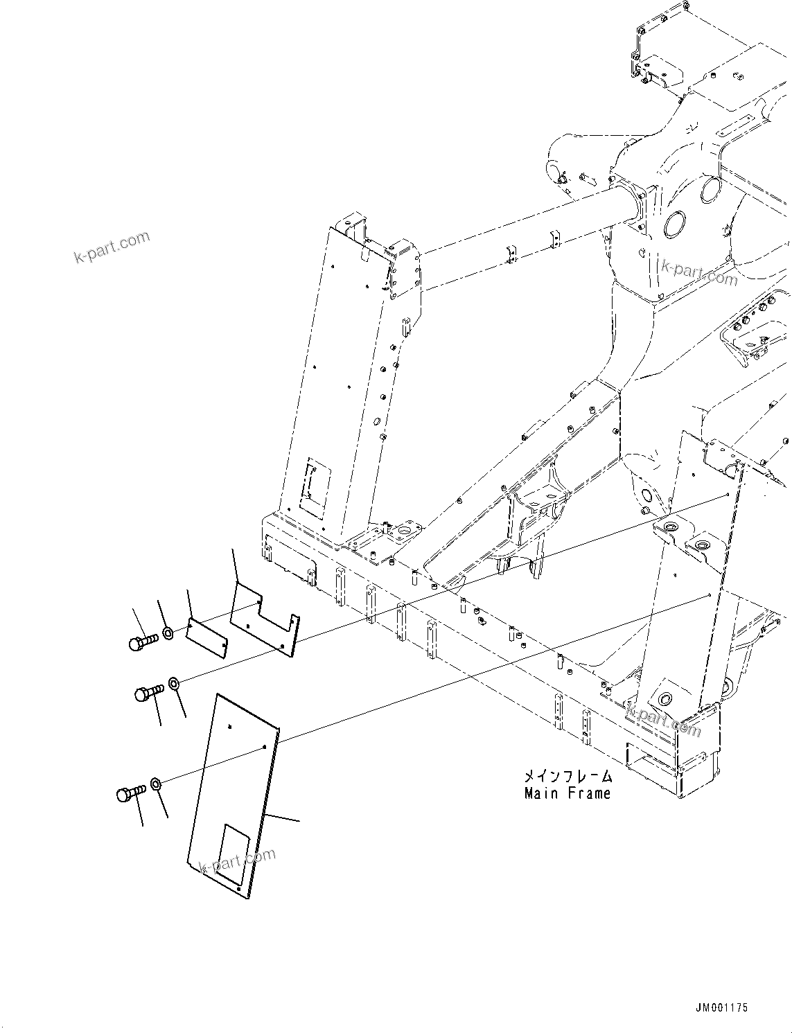 Komatsu parts book diagram for HD785-7 S/N 37001-UP: FRONT SUPPORT, BRACKET (1/2) (WITH LADDER, INCLINED TYPE)(#30001-)