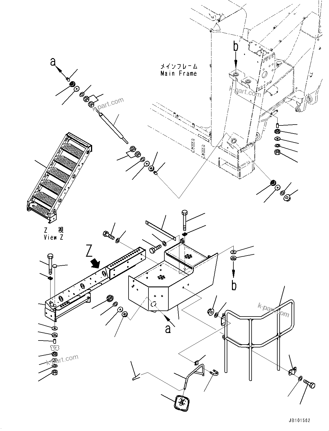Komatsu parts book diagram for HD785-7 S/N 37001-UP: STAIRWAY, LADDER AND STEP (WITH LADDER, INCLINED TYPE)(#31584-)