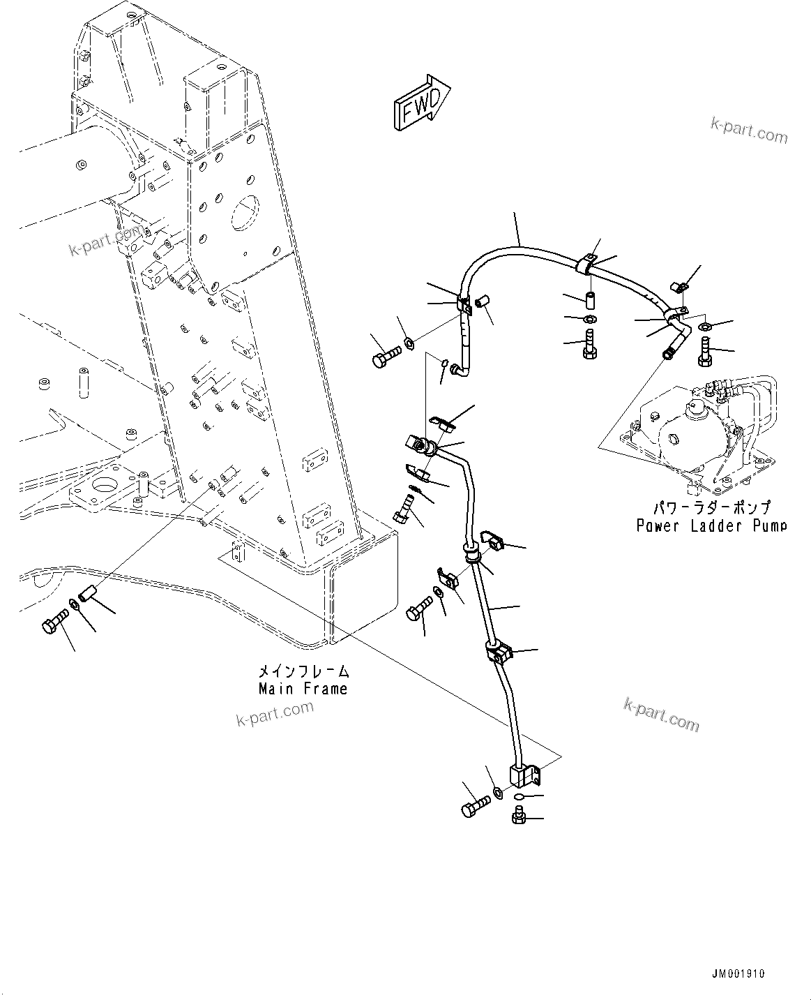 Komatsu parts book diagram for HD785-7 S/N 37001-UP: STAIRWAY, DRAIN PIPING(#30001-)