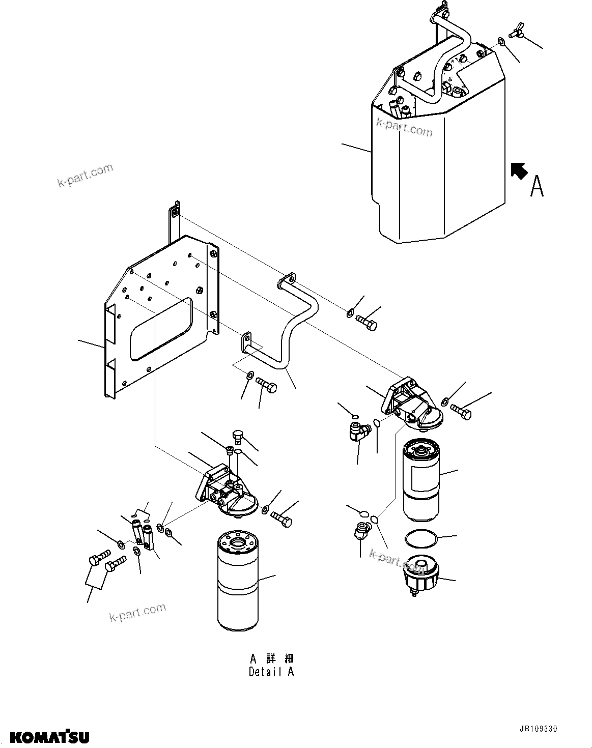Komatsu parts book diagram for HD785-7 S/N 37001-UP: ENGINE FILTER AND RELATED PARTS, L.H. (WITH EXTRA BAD FUEL AND POOR FUEL SPECIFICATION, WATER+DUST, ADDITIONAL FILTER)(#30001-)