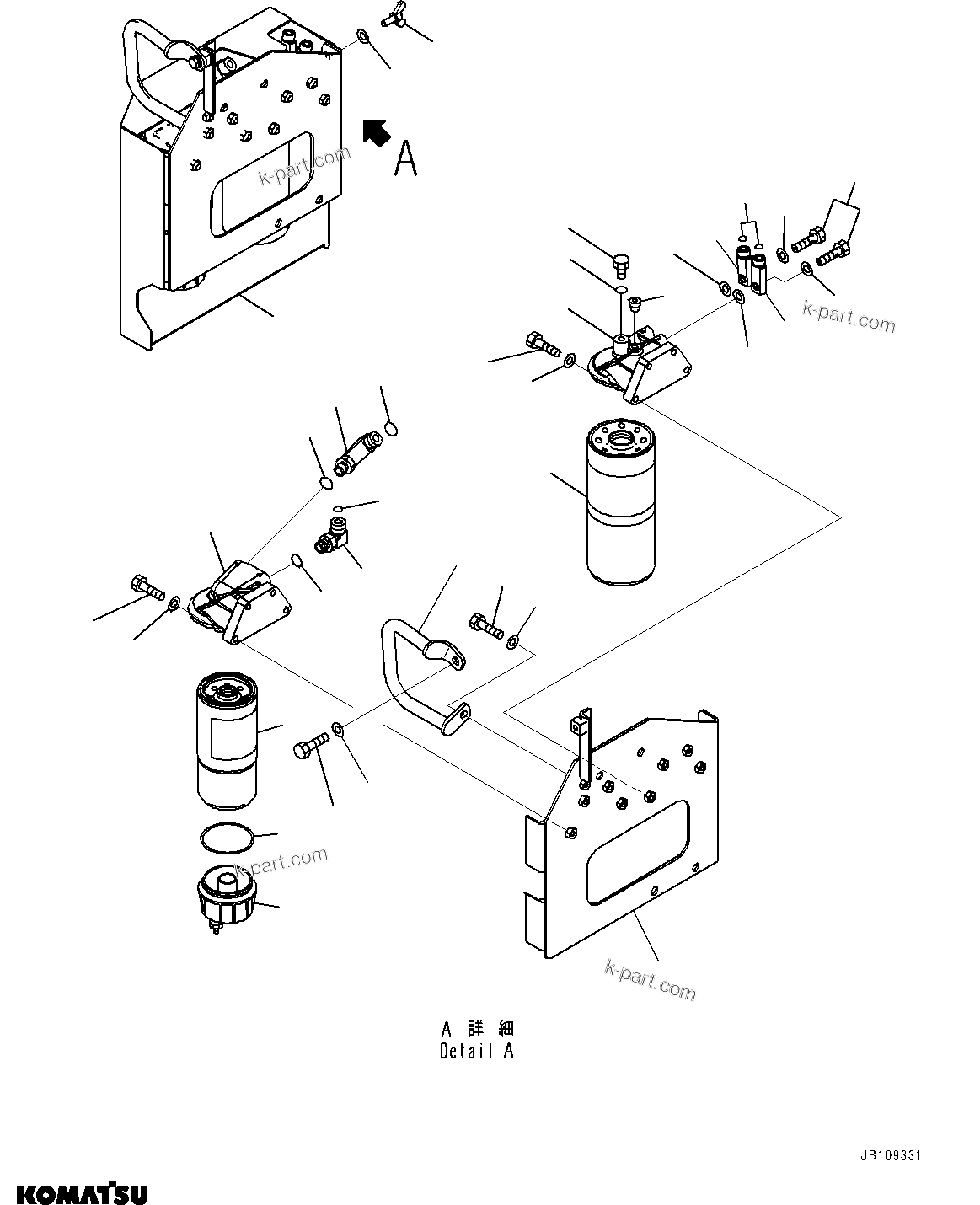 Komatsu parts book diagram for HD785-7 S/N 37001-UP: ENGINE FILTER AND RELATED PARTS, R.H. (WITH EXTRA BAD FUEL AND POOR FUEL SPECIFICATION, WATER+DUST, ADDITIONAL FILTER)(#30001-)