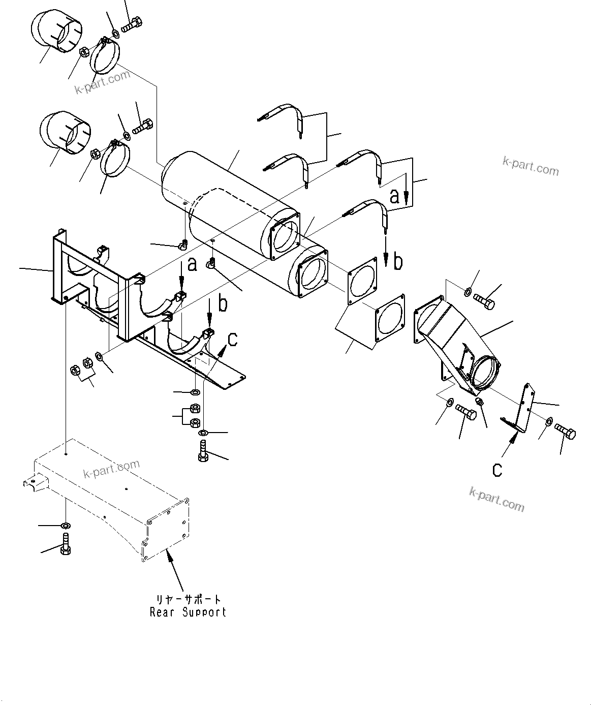Komatsu parts book diagram for HD785-7 S/N 37001-UP: EXHAUST MUFFLER, (#30001-)