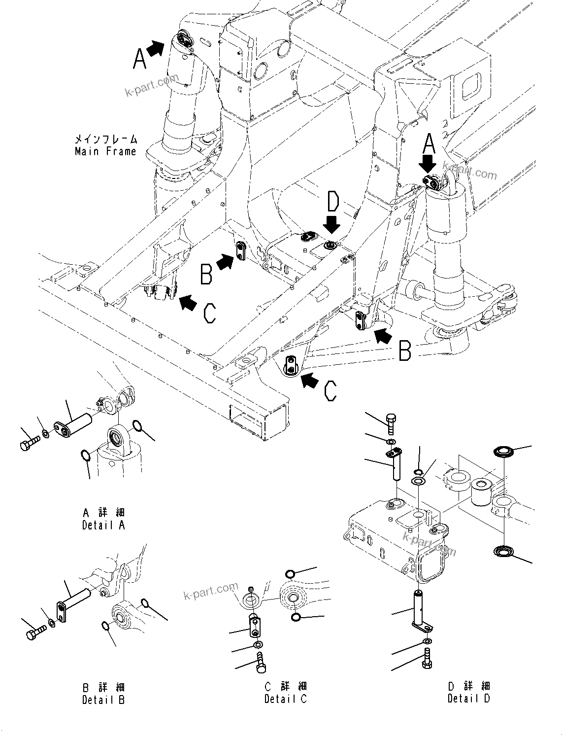 Komatsu parts book diagram for HD785-7 S/N 37001-UP: STEERING LINKAGE, MOUNTING(#30001-)