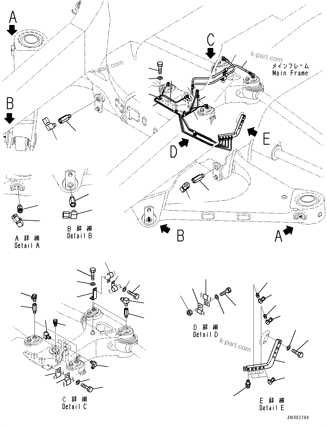 Komatsu parts book diagram for HD785-7 S/N 37001-UP: STEERING LINKAGE, LUBRICATION PIPING (WITH AUTO-GREASING SYSTEM)(#30001-)