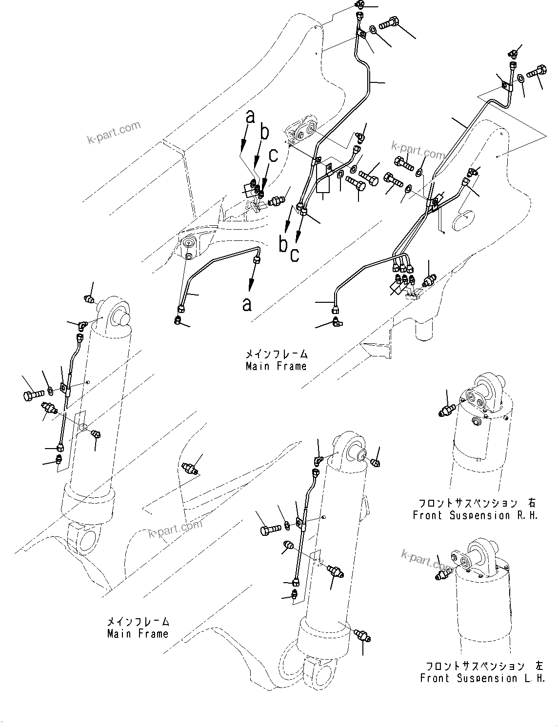 Komatsu parts book diagram for HD785-7 S/N 37001-UP: LUBRICATION PIPING, (#30001-)