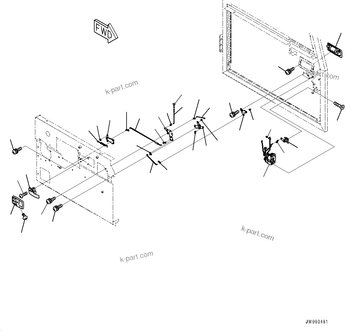 Komatsu parts book diagram for HD785-7 S/N 37001-UP: CAB, DOOR LOCK, L.H.(#37001-)