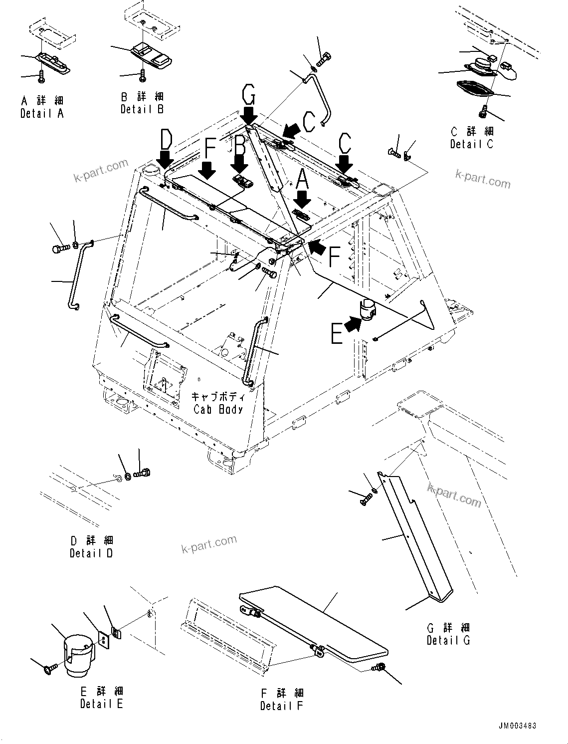 Komatsu parts book diagram for HD785-7 S/N 37001-UP: CAB, ACCESSORY(#37001-)