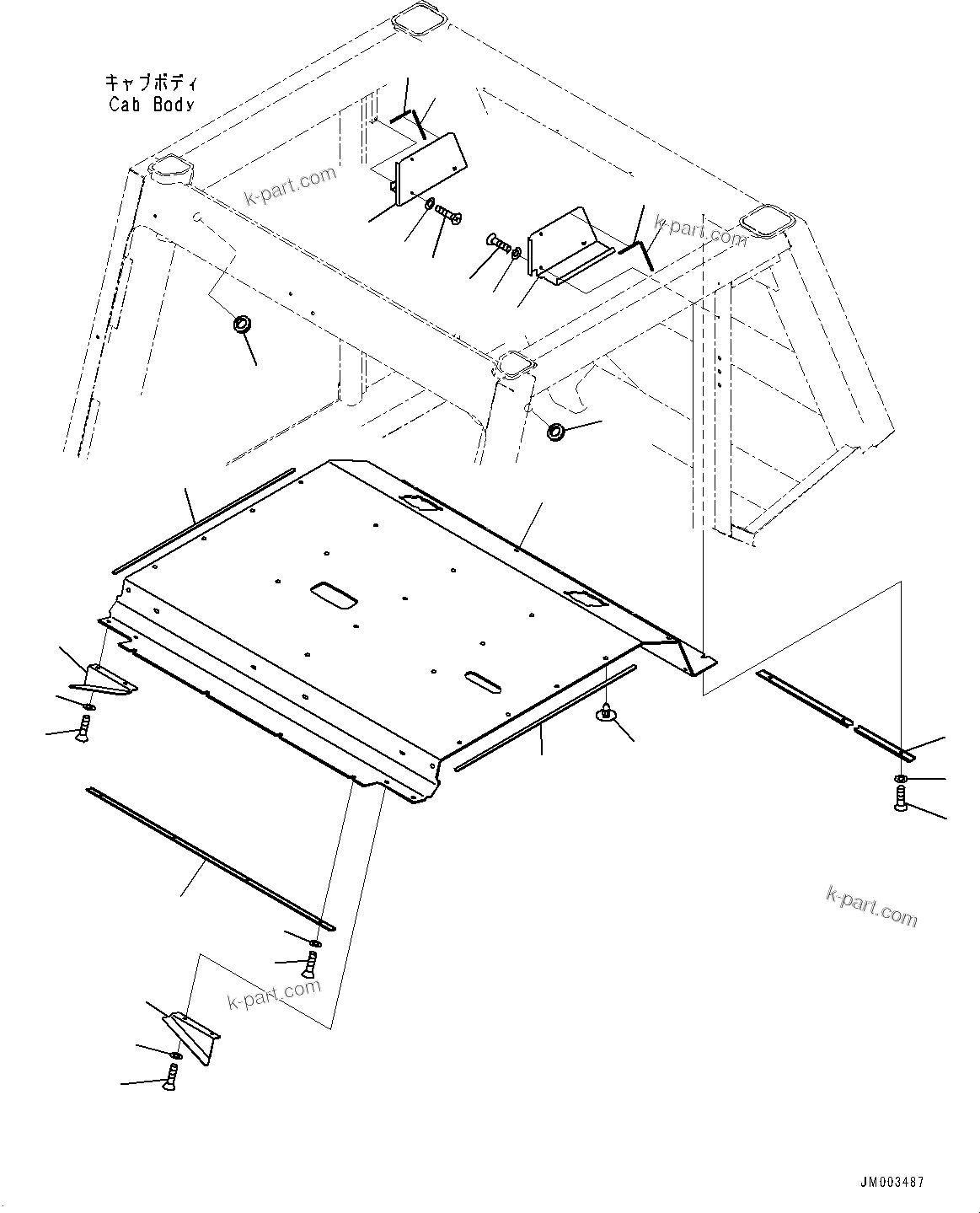Komatsu parts book diagram for HD785-7 S/N 37001-UP: CAB, ROOF PAD(#37001-)