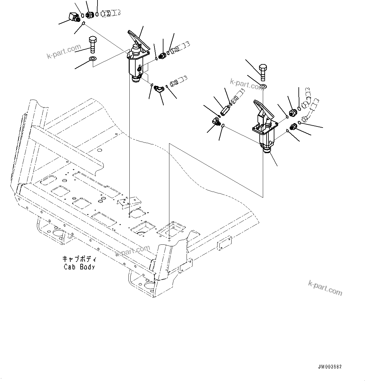 Komatsu parts book diagram for HD785-7 S/N 37001-UP: CAB, BRAKE CONTROL VALVE(#37001-)