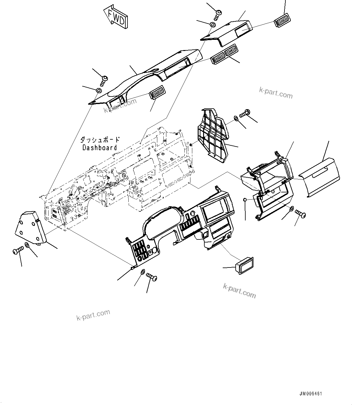 Komatsu parts book diagram for HD785-7 S/N 37001-UP: CAB, DASHBOARD COVER(#37001-)