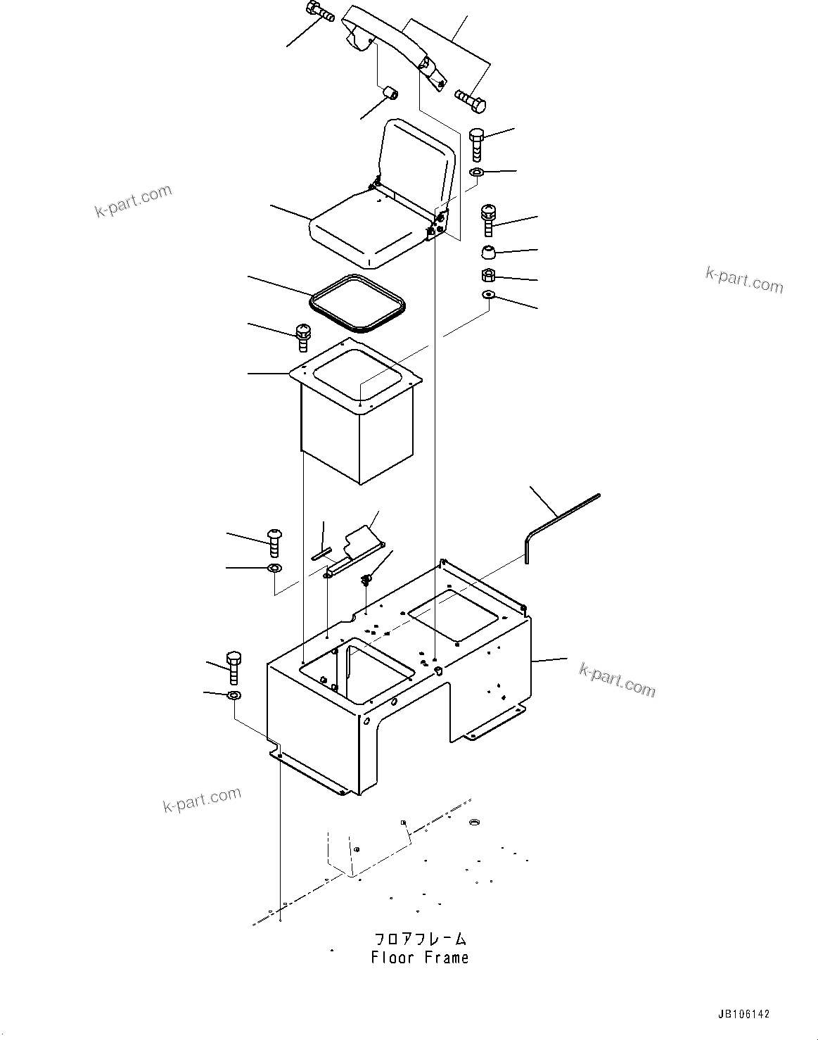 Komatsu parts book diagram for HD785-7 S/N 37001-UP: CAB, AUXILIARY SEAT(#37001-)