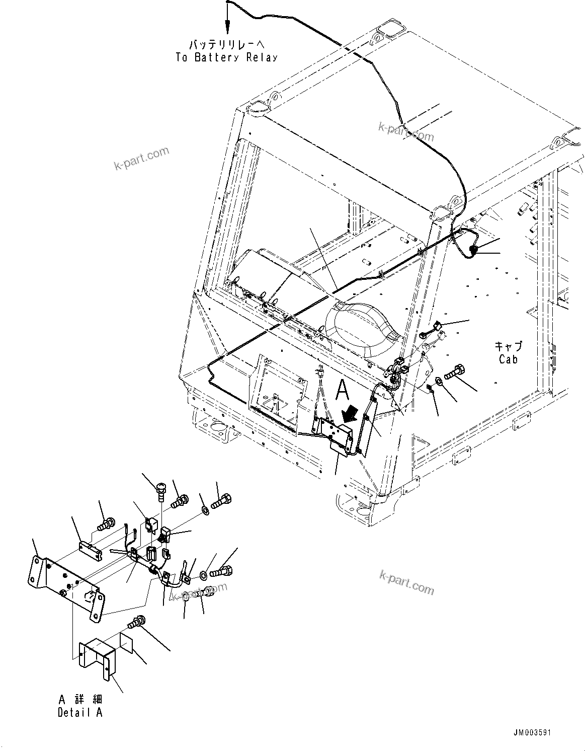 Komatsu parts book diagram for HD785-7 S/N 37001-UP: CAB, DEFOGGER GLASS RELATED PARTS(#37001-)