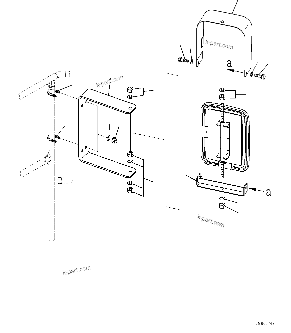 Komatsu parts book diagram for HD785-7 S/N 37001-UP: CAB STEP, SIDE MIRROR(#37001-)