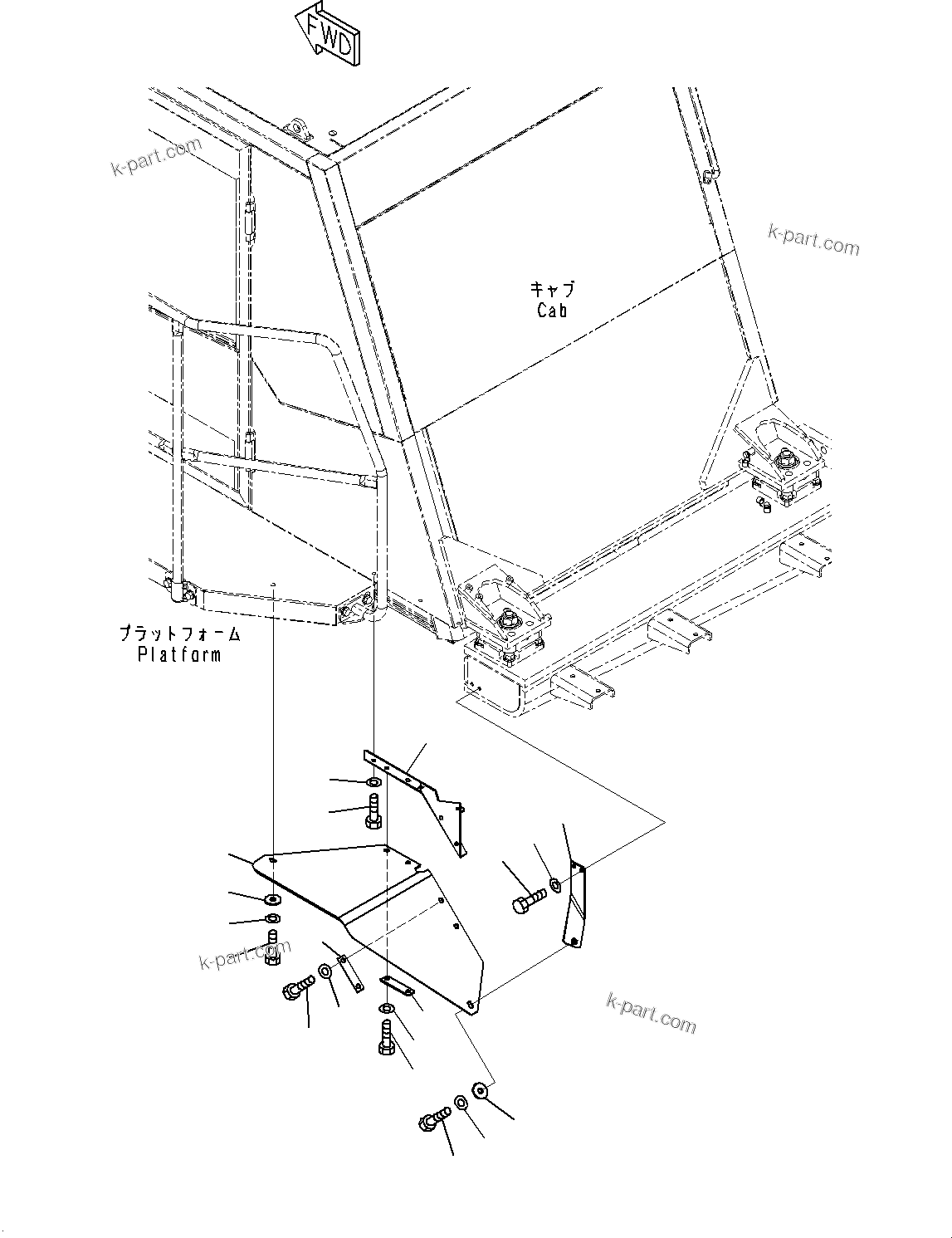 Komatsu parts book diagram for HD785-7 S/N 37001-UP: CAB STEP, MUDGUARD(#30001-)