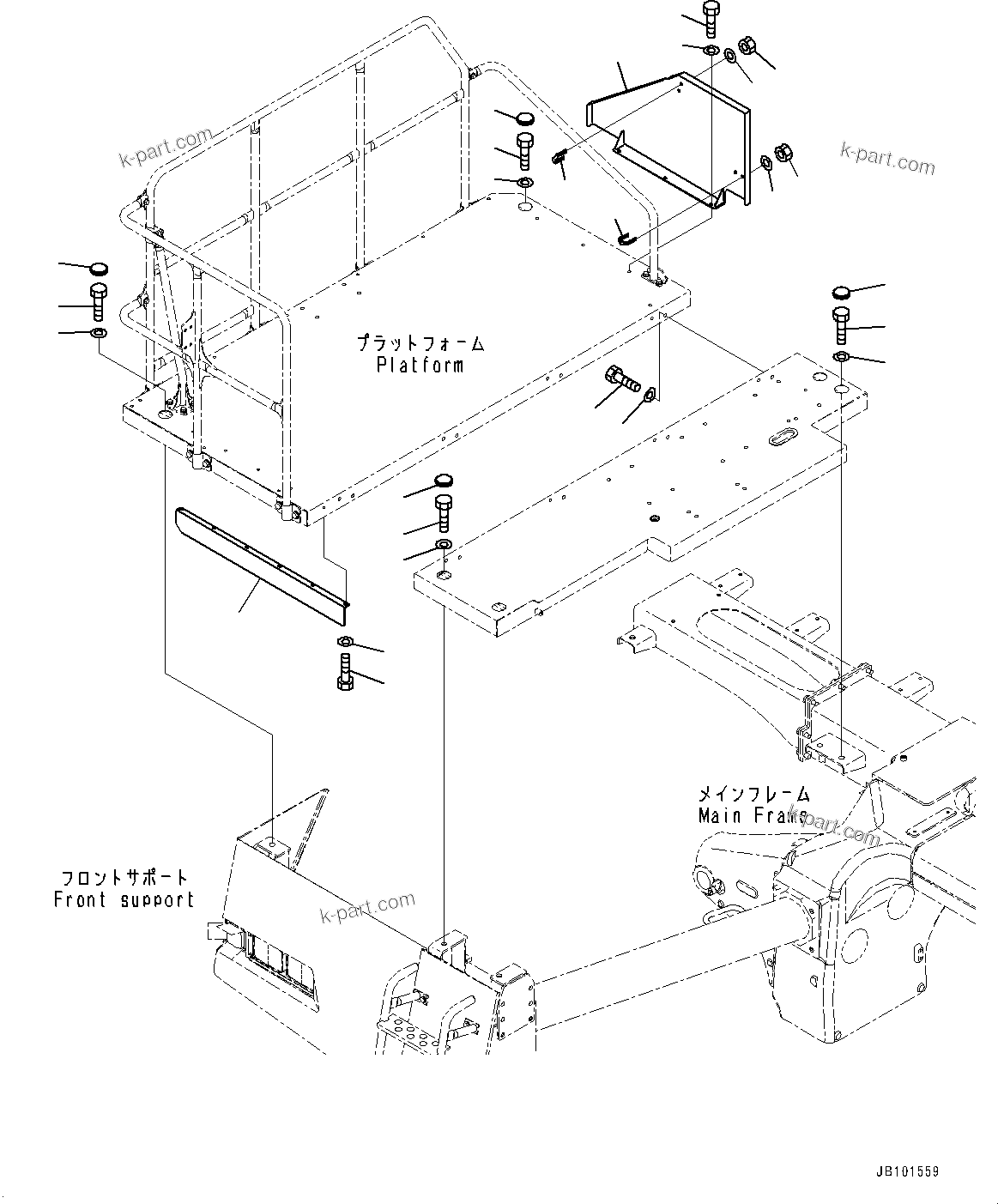 Komatsu parts book diagram for HD785-7 S/N 37001-UP: PLATFORM GROUP, PLATFORM RELATED PARTS(#31637-)