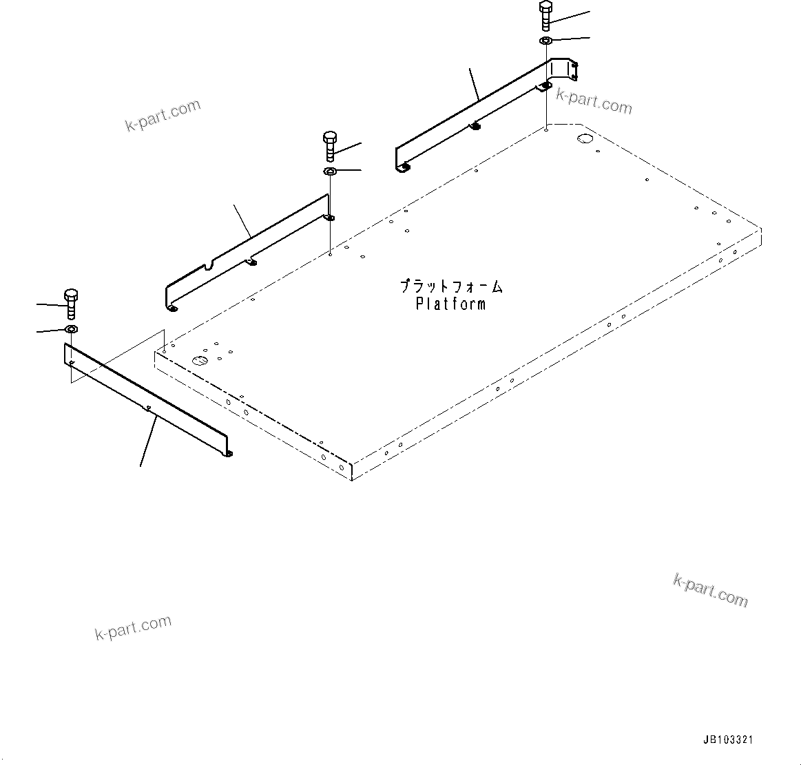 Komatsu parts book diagram for HD785-7 S/N 37001-UP: PLATFORM GROUP, TOE GUARD R.H.(#37001-)
