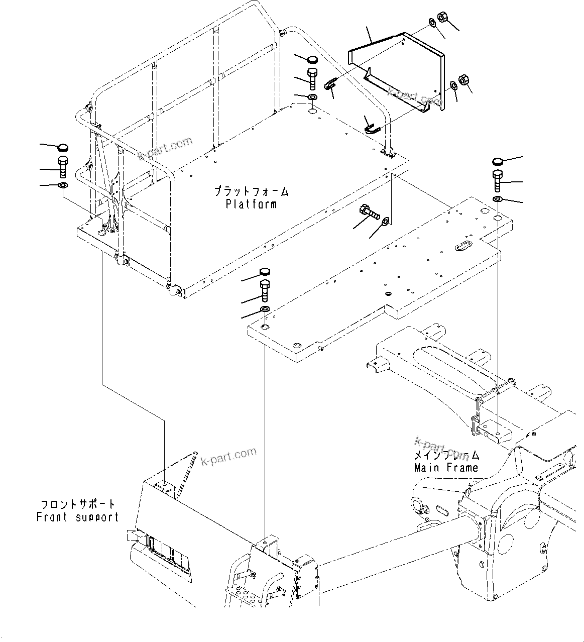 Komatsu parts book diagram for HD785-7 S/N 37001-UP: PLATFORM GROUP, PLATFORM RELATED PARTS (WITH AUTO-GREASING SYSTEM)(#30001-)