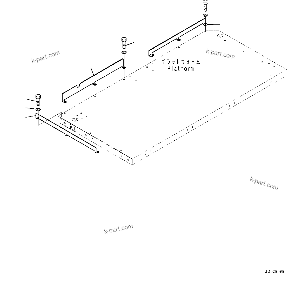 Komatsu parts book diagram for HD785-7 S/N 37001-UP: PLATFORM GROUP, TOE GUARD R.H. (WITH AUTO-GREASING SYSTEM)(#30001-)