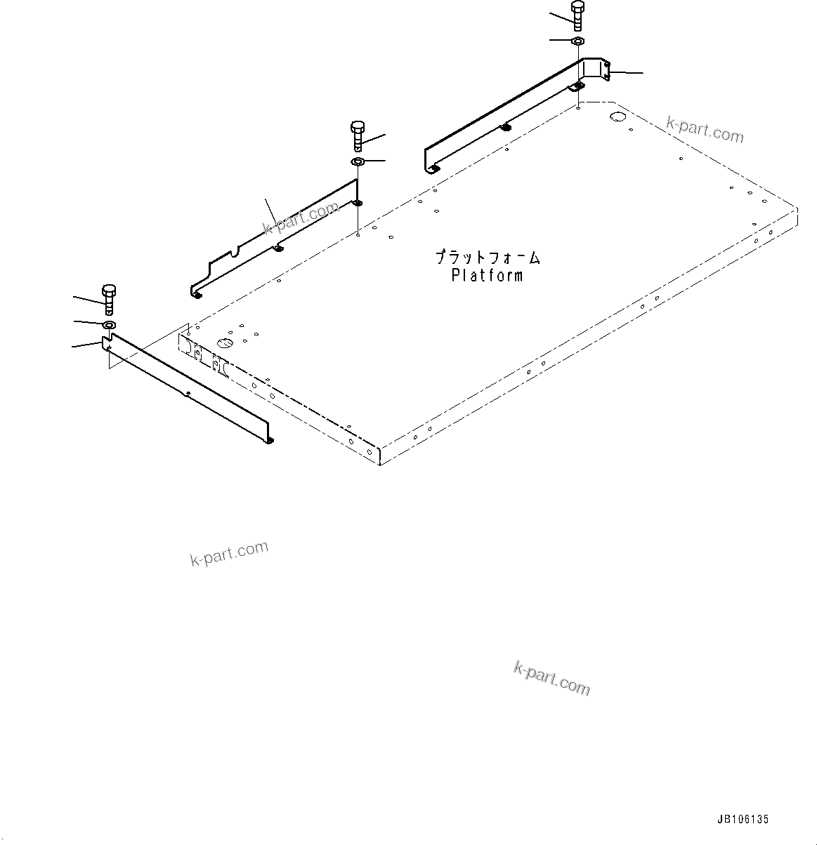 Komatsu parts book diagram for HD785-7 S/N 37001-UP: PLATFORM GROUP, TOE GUARD R.H. (WITH AMBER COLOR WARNING BEACON)(#37001-)