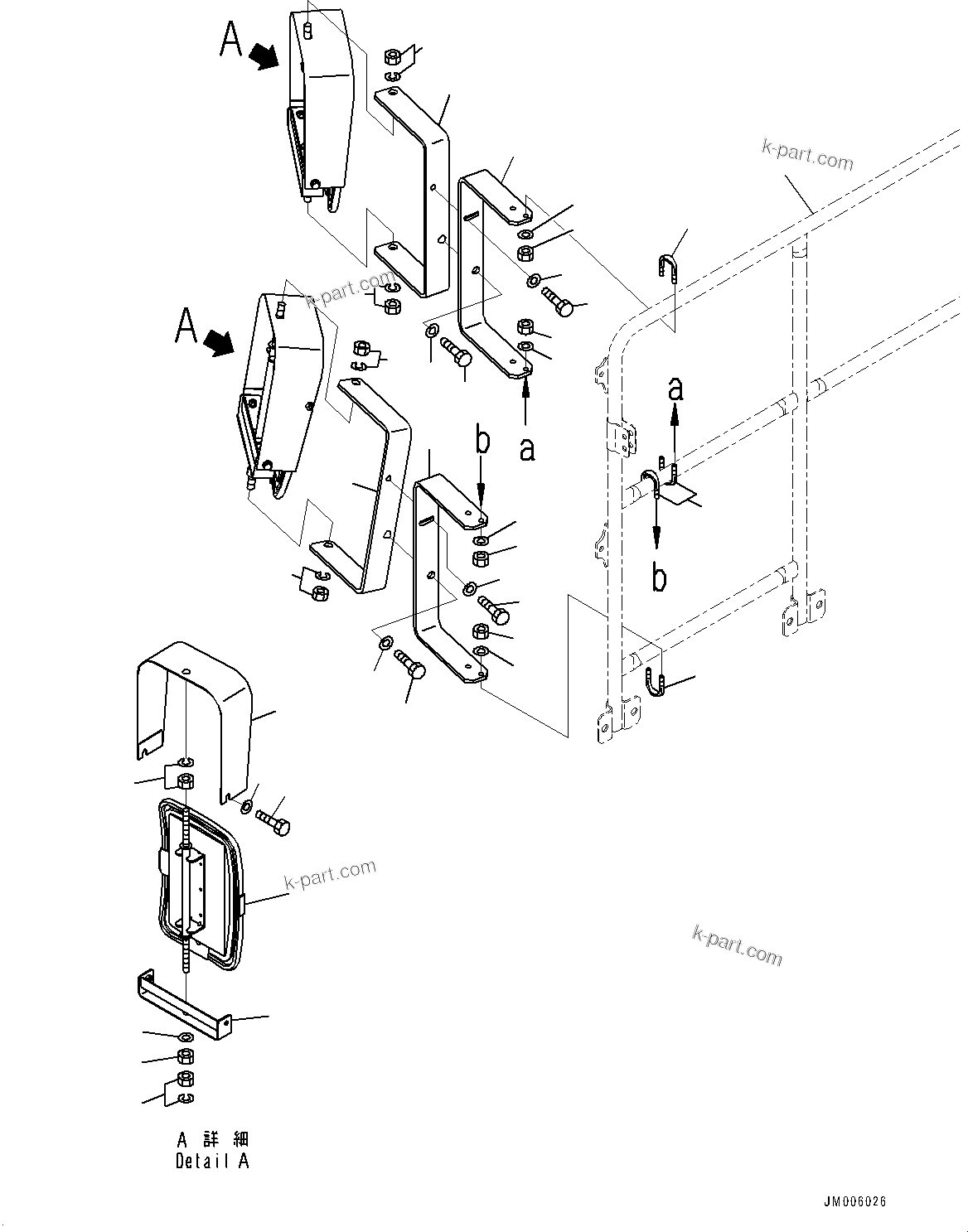 Komatsu parts book diagram for HD785-7 S/N 37001-UP: SIDEVIEW MIRROR, MIRROR(#30666-)