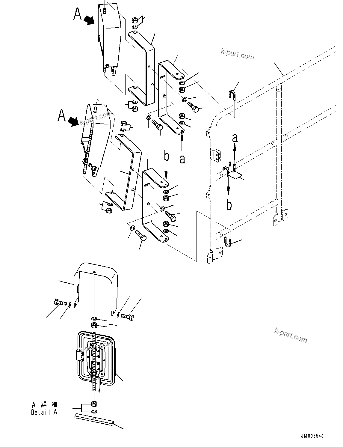 Komatsu parts book diagram for HD785-7 S/N 37001-UP: SIDEVIEW MIRROR, MIRROR (WITH REARVIEW MIRROR, HEATED)(#30001-31018)