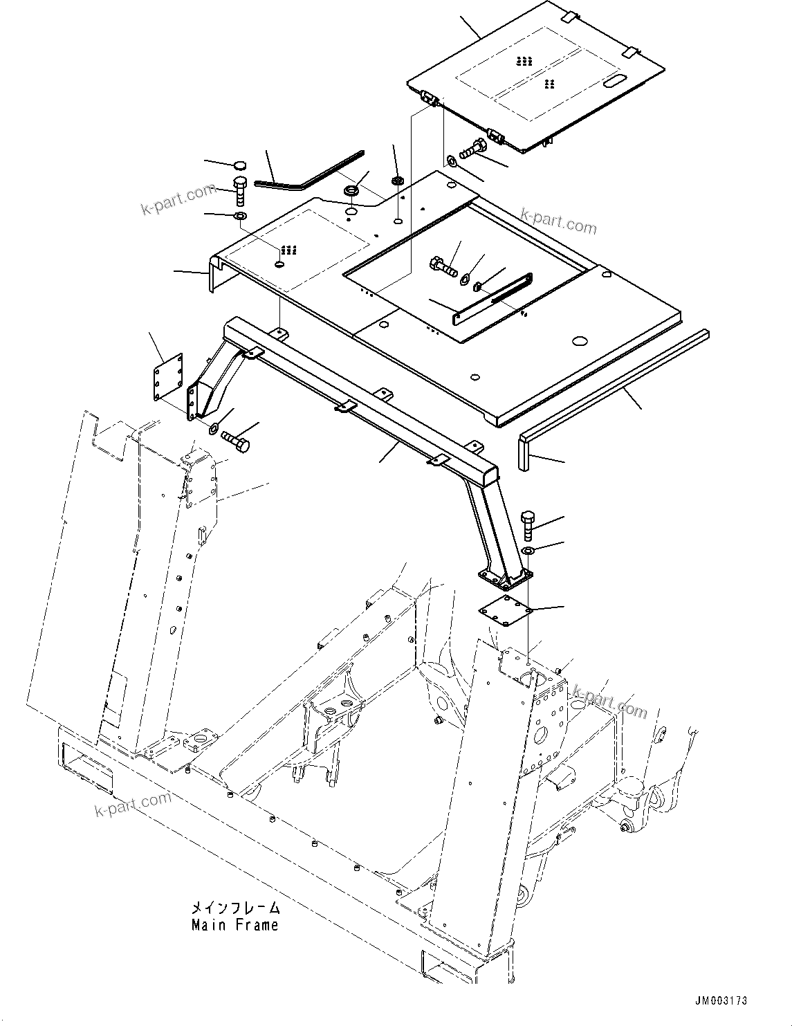 Komatsu parts book diagram for HD785-7 S/N 37001-UP: ENGINE HOOD, HOOD(#30001-)