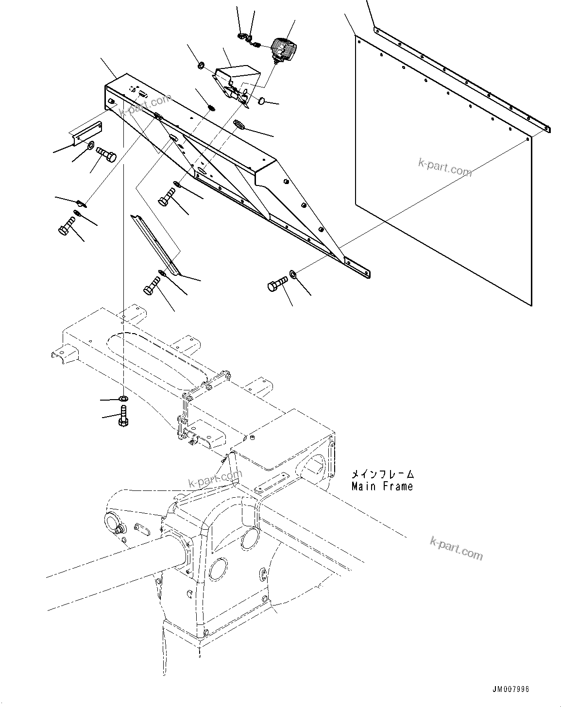 Komatsu parts book diagram for HD785-7 S/N 37001-UP: FENDER, R.H. (WITH LED SIDE WORKING LAMP)(#30001-)
